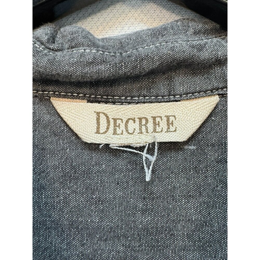 Decree Mens Acid Wash Denim Button-Up Shirt XL Gray - Picture 2 of 10